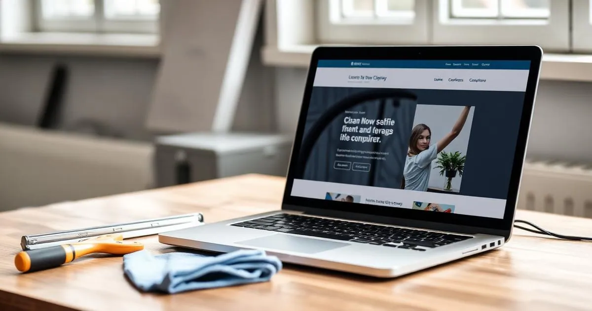 Laptop showing a Scottish window cleaning company's website with an instant online quote form